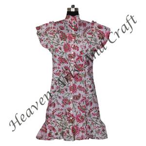 Increíble mejor calidad hecho a mano Casual tela verano manga corta romántico Casual verano elegante vestido - Product Image 3