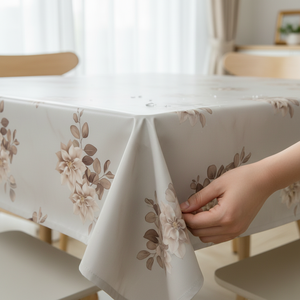 High Quality Eco-Friendly PVC <b>Tablecloth</b> 140x180cm Modern Design Easy Clean Floral Pattern Woven Technique Waterproof Home - Product Image 5