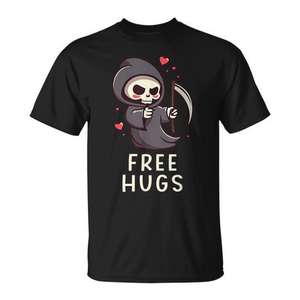 T-shirt Halloween Grim Reaper au design mignon avec des câlins gratuits pour les promotions - Product Image 1