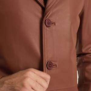Manteau Classmith en cuir marron, élégant et décontracté pour l'hiver, avec col à capuche, en tissu tricoté doux et chaud, en laine et coton imprimé - Product Image 6
