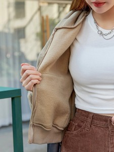 Women's Cotton Hoodie New Style Loose Fit Zipper <b>Up</b> Sweatshirt Winter Fashionable Casual Fleece Hoodie - Product Image 4