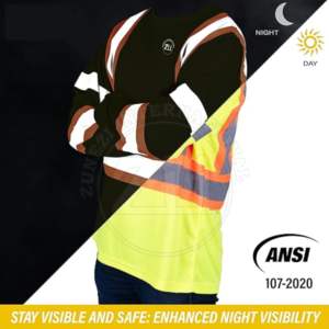 High Visibility ANSI Class 1 Safety Jacket for Men <b>Winter</b> Reflective Work & <b>Cycling</b> Windbreaker Long Sleeves Customized Logo - Product Image 6