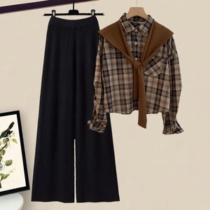 Fall Winter 3 Pieces Sets <b>Mens</b> Outfits Casual Vintage Shirts+knitted <b>Shawls</b>+wide Leg Pants Streetwear Set Wool Mid Customizable - Product Image 3