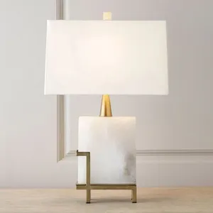 Modern Square <b>White</b> Marble Table Lamp | Elegant Minimalist <b>Home</b> Decor <b>Office</b> <b>Desk</b> Lamp | OEM Custom Logo Bulk Wholesale Export - Product Image 1