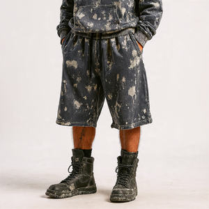 400 GSM lavage à l'acide Shorts de sueur hommes entraînement Fitness porter exercice lavé Shorts hommes lourd polaire Sweat Shorts hommes - Product Image 5