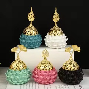 Quemador Bakhoor de cerámica de lujo, quemador de incienso árabe antiguo de Metal a la venta, decoración del hogar y soportes de incienso, diseño de tendencia - Product Image 2