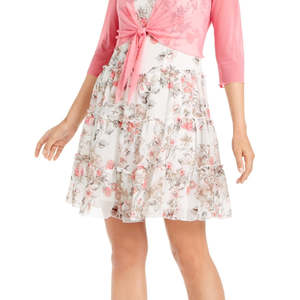 Abito da donna in chiffon bianco a strati con laccetti sul davanti e vita impero, taglia 8 - Product Image 3