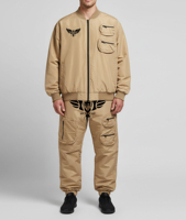 Ensemble veste bomber kaki et pantalon cargo pour homme, tenue de sport tactique, style militaire, streetwear, logo personnalisé, coupe-vent, costume décontracté