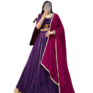 บริสุทธิ์เรยอน lehenga กระจก, เลื่อมและ cowrie สำเนียงสนธยา navratri lehenga ยกด้วยการออกแบบและเงางาม - Product Image 1