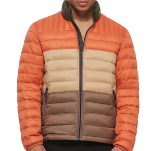 Chaqueta acolchada de manga larga de invierno para hombre con logotipo personalizado y cierre de cremallera de talla grande al por mayor - Product Image 1