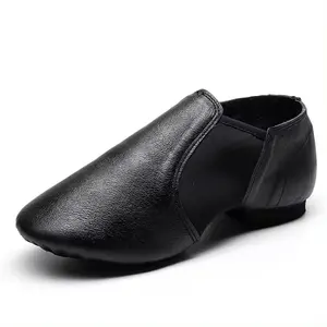 UE y EE. UU. Elástico superior Slip-on Premium cuero genuino entrenamiento baile Jazz zapatos Split suela Jazz Zapatos baile para hombres y mujeres