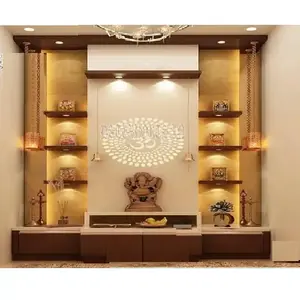 ห้องบูชา/หิ้งบูชาไม้สักทันสมัย ดีไซน์แกะสลักลายหินอ่อน ปรับแต่งขนาดและสีได้ เฟอร์นิเจอร์บ้านที่ทนทาน - Product Image 1