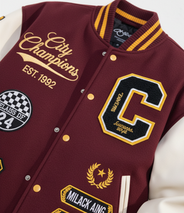 OEM Custom Logo College Baseball Bomber Jacket Varsity Jacket Stand Chenille Patch Plain Dyed Wholesale Letterman Jacket - Product Image 4