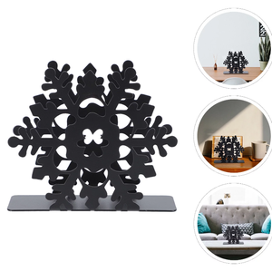 <b>Black</b> Metal Napkin Holder with Luxurious Snowflakes and Flower Design for Kitchen or Home Christmas Decorations Restaurant Use - Product Image 2