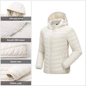 Veste bomber en coton/nylon imperméable à capuche, légère, à manches longues, zippée, sur mesure, de haute qualité, pour femmes - Product Image 5