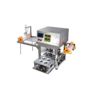 Automatic Boba Tea Cup <b>Sealing</b> Machine 4-Cup <b>Wood</b> Case Sealer for Jelly Milk Cups with Multi-Voltage Compatibility - Product Image 1