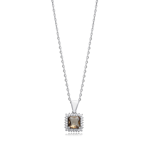 Coussin Coupe Sultanite CZ Halo Charme Collier 925 Sterling Silver Turc Bijoux Faits À La Main Couleur Changeante Gem En Gros Disponible - Product Image 1