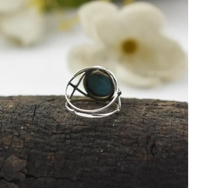 Bague de pierres précieuses Larimar véritable Bague en argent sterling 925 Bijoux faits à la main Bague en argent massif pour femme Cadeau élégant pour elle - Product Image 4
