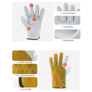 Guantes de Trabajo de Cuero Vacuno al por Mayor, con Palma de Cuero Vacuno y Dorso de Cuero Dividido, para Soldadura, Construcción y Seguridad Laboral - Product Image 4