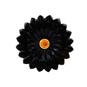 แหวนพลอยอัญมณีแกะสลักรูปดอกไม้อัญมณีสีดำแหวนเงินสเตอริง925 - Product Image 2