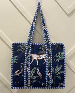 Indian Hand Block Print Cotton Quilted <b>Tote</b> <b>Bag</b> Bohemian Fashion Shoulder <b>Bag</b> Two Handles Open for Gifts Christmas Travel - Product Image 3