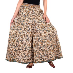 Elegante Palazzo estampado de algodón étnico, pantalón indio, pantalón acampanado floral, pantalones Palazzo estampados hechos a mano - Product Image 1