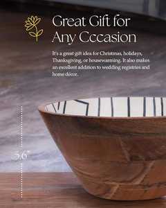 Saladier en bois de manguier de qualité supérieure de 12 pouces avec fourchette cuillère en bois d'acacia finition émaillée durable pour les mariages salades de fruits - Product Image 5