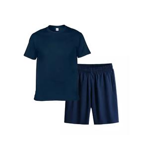 Ensemble d'été en tissu 100% coton pour hommes, T-shirts et shorts personnalisés, ensembles courts décontractés - Product Image 6