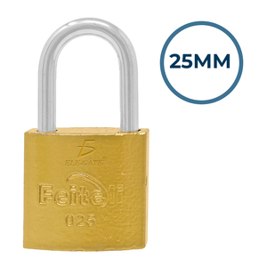 Lucchetto in Ferro con Gancio Lungo 25mm, Cilindro in Acciaio con Chiave e Materiale in Ottone - Product Image 4