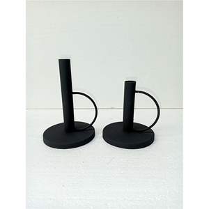 Bougeoir en fer à deux bras de style industriel, élégant bougeoir noir en forme d'arche pour cheminée, table à manger et décoration de mariage - Product Image 5