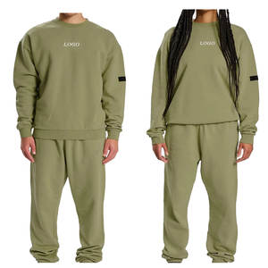 OEM grande taille hommes vêtements Crewneck survêtement personnalisé unisexe survêtements 2 pièces ensemble hiver survêtements pour hommes et femmes - Product Image 2