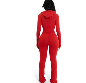 2025 meilleure vente chaude solide à capuche 2 pièces ensembles tenues survêtement femmes vêtements deux pièces pantalon ensemble pull combinaison - Product Image 6