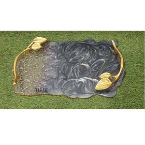 Bandeja con resina epoxi para uso como soporte de joyería, soporte de anillo, bandeja de servicio de madera, soporte para llaves, organizador de baño, bandeja de mesa decorativa - Product Image 6