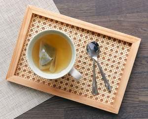 Présentoir de nourriture pour fêtes d'anniversaire Plateau de service rectangulaire Fournitures pour hôtels et fêtes Plateau de service en rotin au design unique - Product Image 1