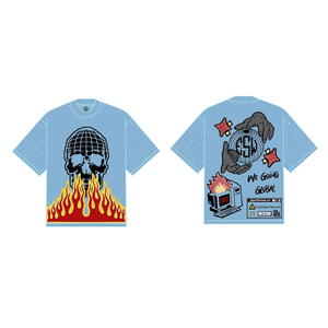 Camiseta de cuello redondo con logotipo gráfico OEM ODM personalizada, camiseta de gran tamaño de algodón pesado, diseños delanteros y traseros transpirables - Product Image 5