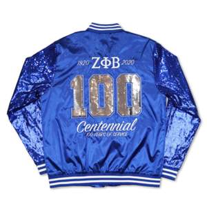 Chaqueta Lentejuelas Centenario ZPB-Azul | Chaqueta 100% Poliéster Zeta Phi Beta 100 Aniversario con Detalles Bordados y Lentejuelas - Product Image 2