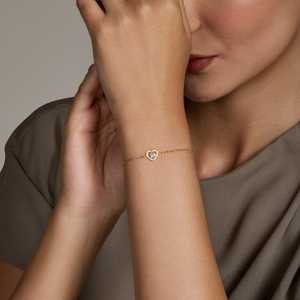 92.5 <b>Silver</b> <b>Bracelet</b> 191283 Heart-Shaped Religious <b>Charm</b> <b>Bracelet</b> with Diamond & Pearl Rhodium & Gold Plated Gift - Product Image 3