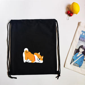 Plain <b>Black</b> Drawstring Backpack Adjustable Straps Simple Design Sport Bag for Outdoor Use Best Price Wholesale OEM Supplier - Product Image 3