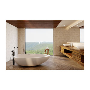 Baignoire moderne autoportante ovale en pierre Design traditionnel lisse avec fonction de trempage en marbre pour salle de bain - Product Image 3