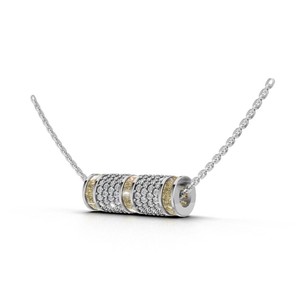 จี้เพชรทรงเจ้าหญิงสีเหลืองทองคำแท้ 18K แบบคลาสสิก ประดับเพชรแบบพาเว่ - Product Image 2