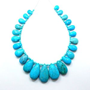 Arizona Turquoise Lisse Poire Forme Perles Naturel Turquoise Gemme Briolette Perles 9X7MM À 25X13MM 8''Inch Fabrication de Bijoux - Product Image 2