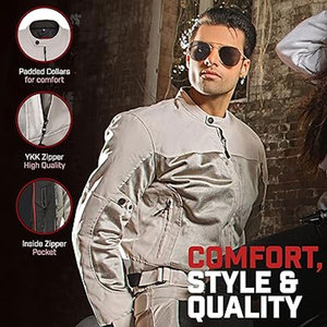 Veste de motard grise Air Mesh pour homme avec protection blindée CE Léger Dual Sport Motorbike Gear Respirant Feature - Product Image 2
