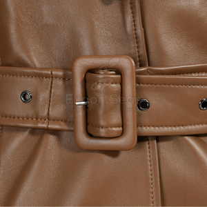 Abrigo de Cuero Personalizado para Mujer, Modelo 2025, Gabardinas de Cuero para Invierno, Chaquetas de Cuero para Mujer a Precio Económico, Venta al por Mayor OEM - Product Image 5