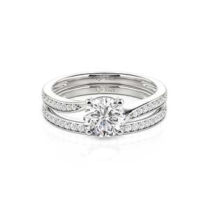 Anillo de Compromiso Jeulia Minimalista con Diamantes Redondos en Pavé - Product Image 1