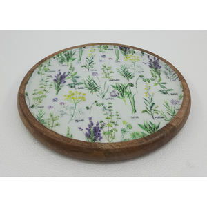 Platos de madera de gran diseño con forma redonda para servir, calcomanía esmaltada acabada para el hogar y la boda, platos de mesa y platos hechos a mano - Product Image 1