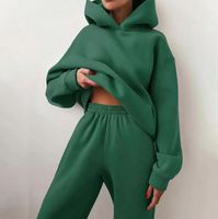 Ensemble deux pièces décontracté et tendance pour femme, pull et pantalon de sport couleur unie, coupe ample, collection automne-hiver, vente en gros