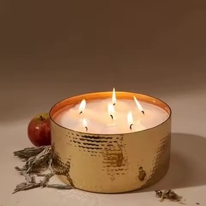Attractive design round shape <b>candle</b> jar container with brass handles top quality <b>copper</b> container - Product Image 6
