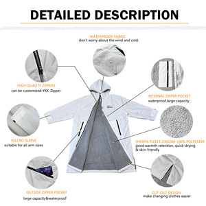 2025-26 Custom Logo Winter Long Sleeve <b>Waterproof</b> Surfing Poncho Coat Zipper Cotton Dry <b>Changing</b> <b>Robe</b> for Beach Swim Parka - Product Image 4