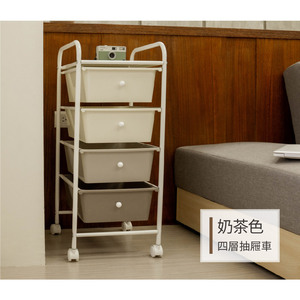 Minimalist 4-Drawer Mobile Storage <b>Trolley</b> <b>White</b> Plastic Bedroom Office Organizer with Wheels - Product Image 5