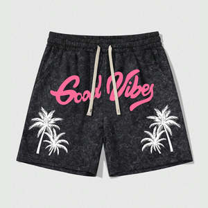 Pantalones cortos más vendidos de alta calidad 100% algodón de moda al por mayor de los hombres de moda DTG impreso Casual cordón cintura pantalones cortos - Product Image 1